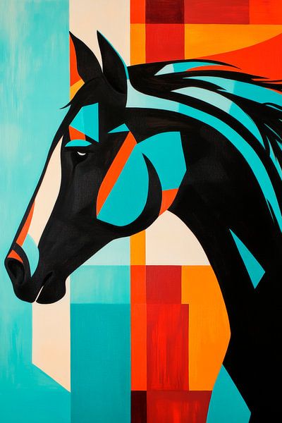 Futuristic horse profile in colours by Poster Art Shop
