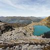 Uitzicht op de turquoise gekleurde Schottensee in de regio Pizol van Besa Art