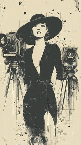 Hollywood Glamour | Vintage Vrouwenportret met Camera's