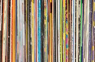 Vintage Used Vinyl Rock Record Collection Color Stripes by Andreea Eva Herczegh thumbnail