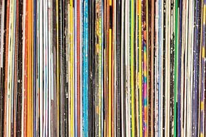 Vintage Used Vinyl Rock Record Collection Color Stripes