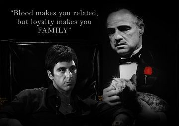Tony Montana et Don Vito Corleone avec une belle citation. Egalement disponible avec votre propre ci sur Bert Hooijer