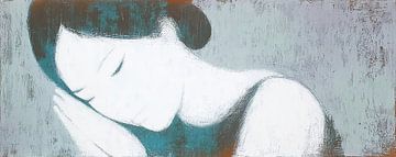 schlafende Frau | Blue Pause von ARTEO Gemälde