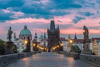 Sunrise Charles Bridge in Prague