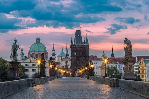 Sonnenaufgang Karlsbrücke in Prag