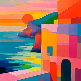 Farbenfroher abstrakter Sonnenuntergang auf der Insel Ibiza von STUDIO ARTSY