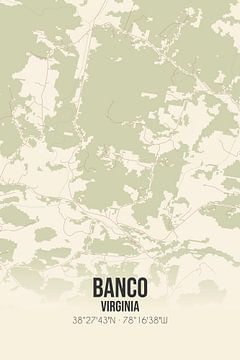 Vintage landkaart van Banco (Virginia), USA. van Rezona