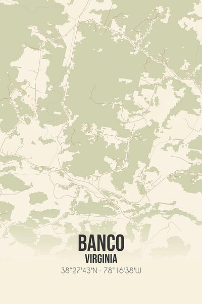Vintage map of Banco (Virginia), USA. by Prints of Place