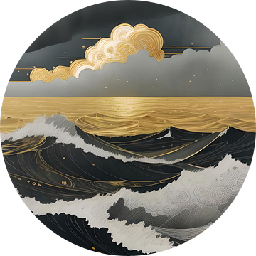 Stormachtige Golven Grafische Lijnkunst van Anouk Maria