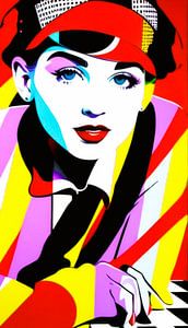 Fille en rouge, rose et jaune