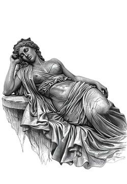 Die schlafende Muse: Skulptur aus dunklem Stein