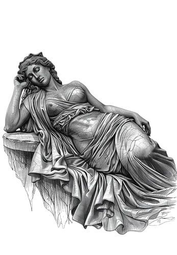 La muse endormie : sculpture en pierre sombre