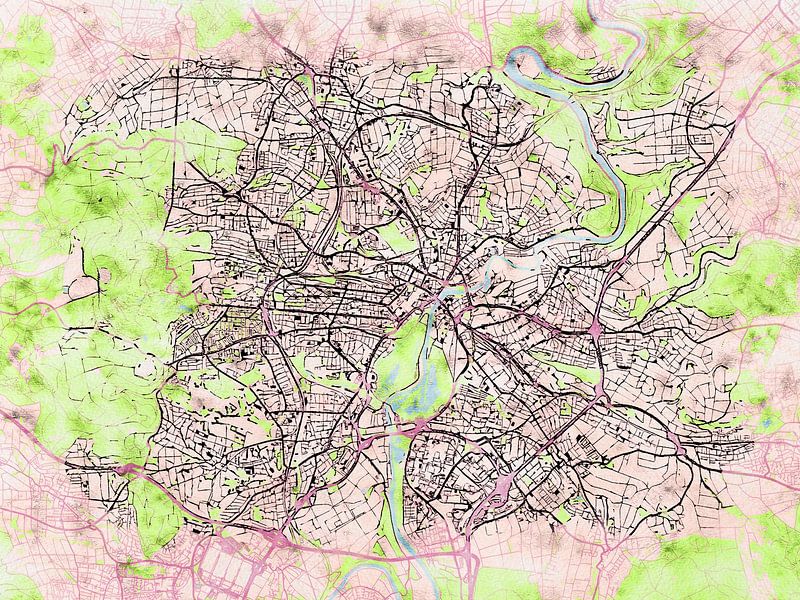 Kaart van Kassel in de stijl 'Soothing Spring' van Maporia
