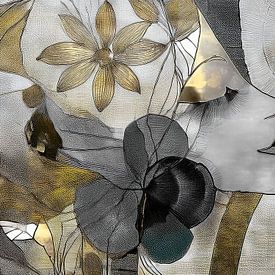 Modernes schickes Porträt einer Frau mit Blumen von Studio Pieternel