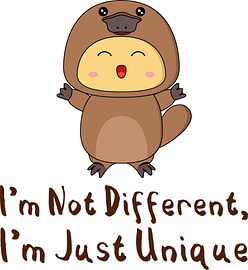 Ik'm Not Different I'm Just Unique - Schattige illustratie van een vogelbekdier van hong hong