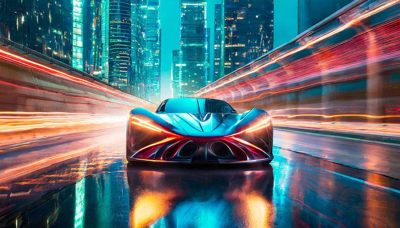 Sports car at night by Mustafa Kurnaz