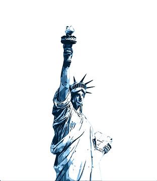 The Statue of Liberty isolated on white background, digital pop art design by Maria Kray