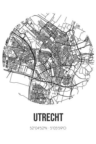 Utrecht (Utrecht) | Landkaart | Zwart-wit