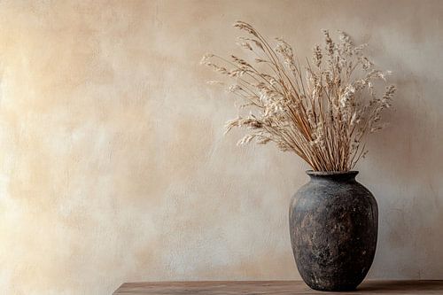 Rustieke vaas met droogbloemen
