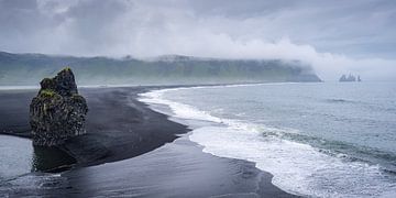 Sfeervolle IJslandse kust met zwart zand van Erwin Pilon