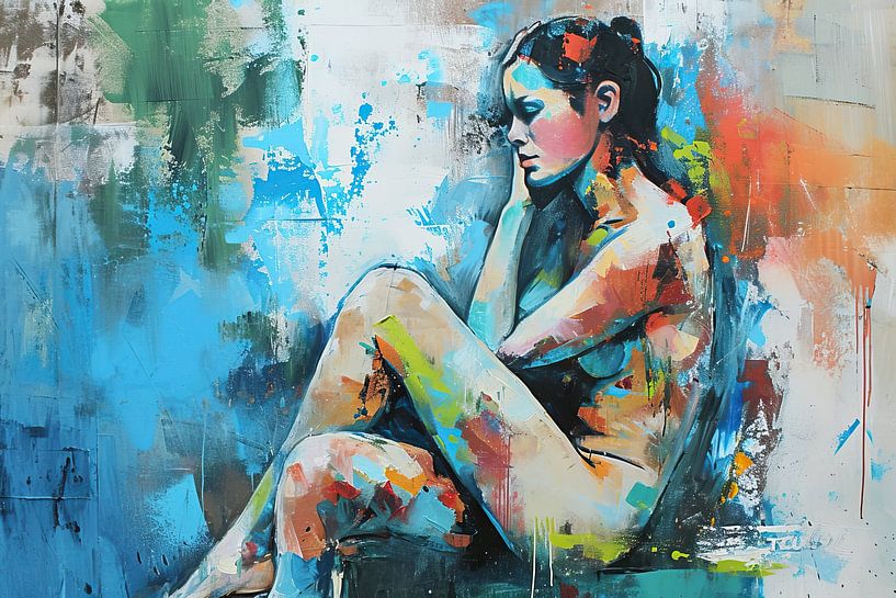 Urban Woman Portrait | Thoughtful Silence by Eye catching paintings