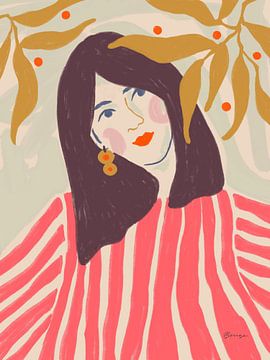 Kleurrijk portret met herfstbladeren van Anna Benge