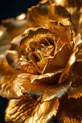 Gouden roos met delicaat licht en schaduwspel