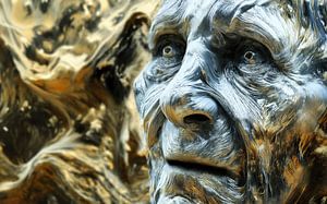 Abstraktes altes Gesicht in metallischem Look