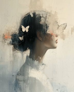 Vlinders, modern en abstract portret van Carla Van Iersel