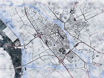 Kaart van Kampen in de stijl 'White Winter' van Maporia