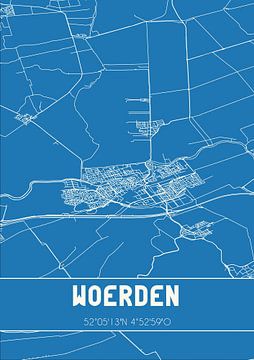 Blauwdruk | Landkaart | Woerden (Utrecht) van Rezona