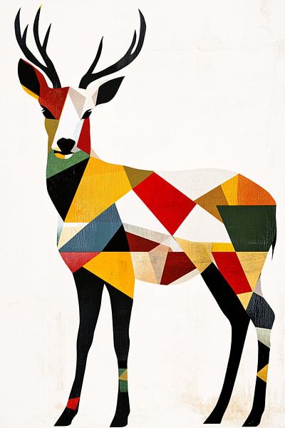 Cerf géométrique dans des couleurs modernes par Imperial Art House