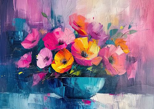 Peinture moderne de fleurs | Spectrum Petal Fusion