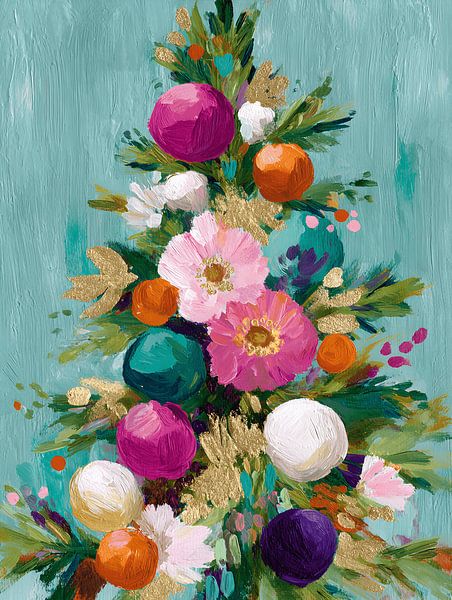Flowers Christmas Tree in Bright Colours by Gypsy Galleria