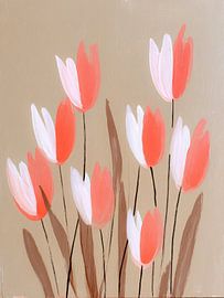 Tulipes modernes dans des tons doux de rose et beige