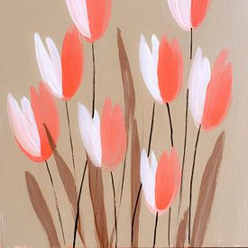 Moderne Tulpen in zartem Rosa und Beige von But First Framing