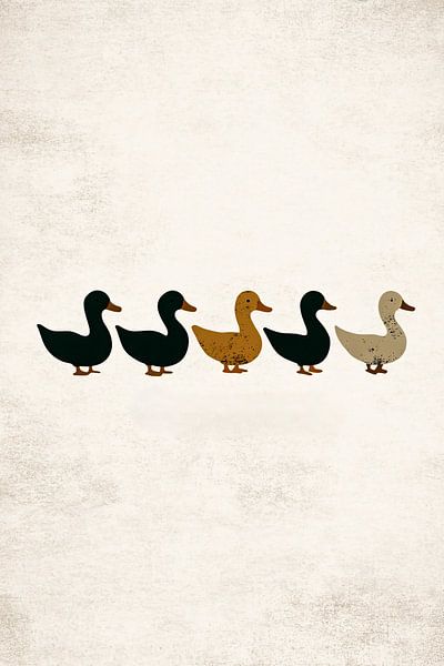 Simple illustration with five ducks by Imperial Art House
