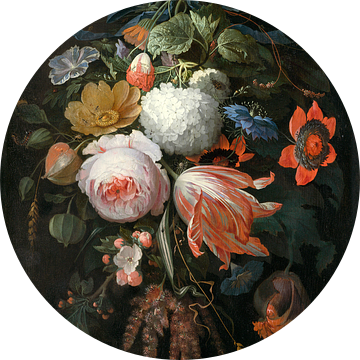 Een hangend boeket van bloemen, Abraham Mignon