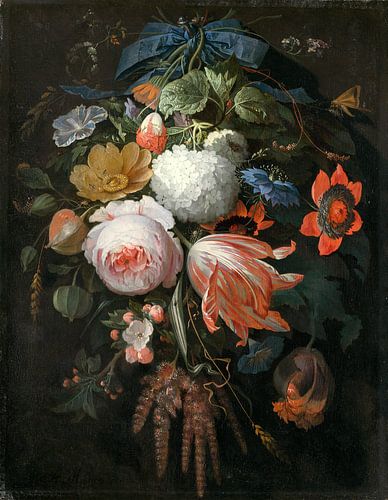Eine hängende Blumenstrauß, Abraham Mignon