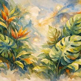 Illustration de feuilles tropicales douces sur Dodik Hariyono