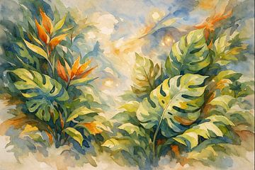 Soft Tropical Leaves Illustration