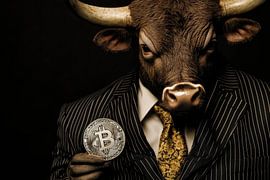 Office worker with bull mask by Poster Art Shop