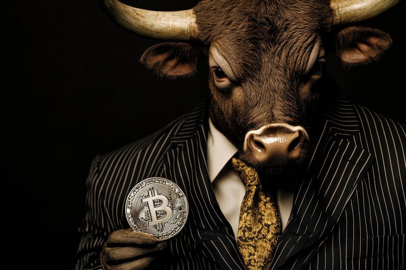 Office worker with bull mask by Poster Art Shop