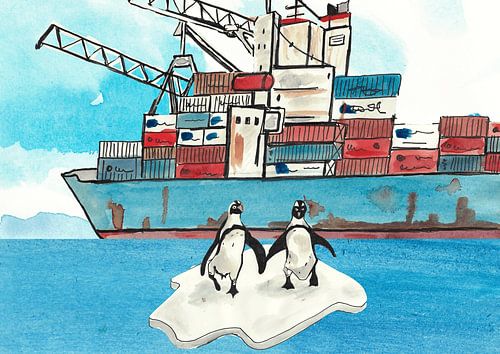 Pinguine auf Abenteuer im Hafen