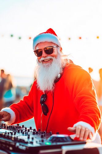 Weihnachtlicher DJ mit Sonnenbrille
