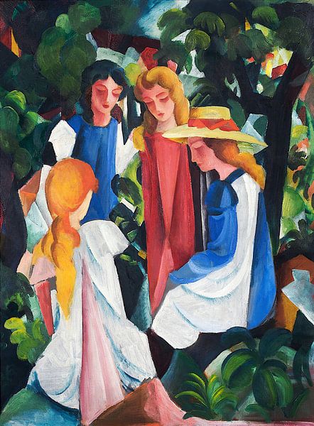 August Macke, Vier Mädchen - 1912 - 1913 von Atelier Liesjes