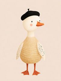 Baby Goose in a Beret – Whimsical Nursery Animal by StudioRemier