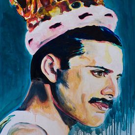 Freddie Mercury portret schilderij Zanger Queen van Angela Peters