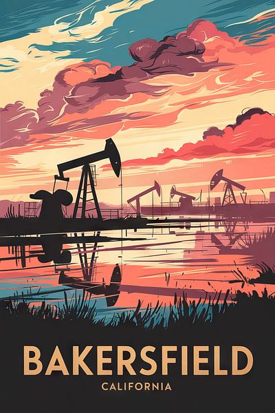 Bakersfield, California Vintage Travel Poster von Poster Art Shop