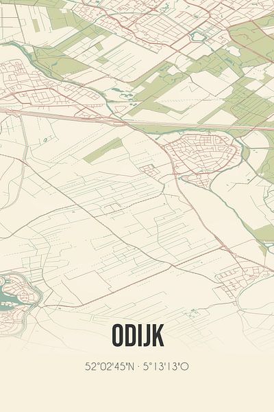 Carte ancienne d'Odijk (Utrecht) par Affiches de lieux